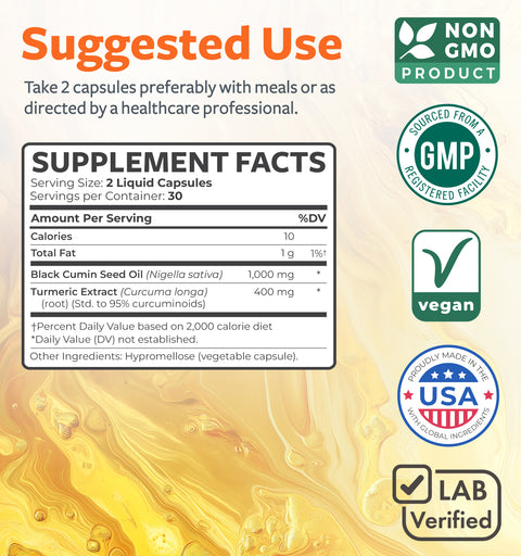 Black Seed Oil + Turmeric Liquid Capsules
